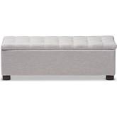 Roanoke Storage Ottoman Bench in Tufted Gray Beige Fabric